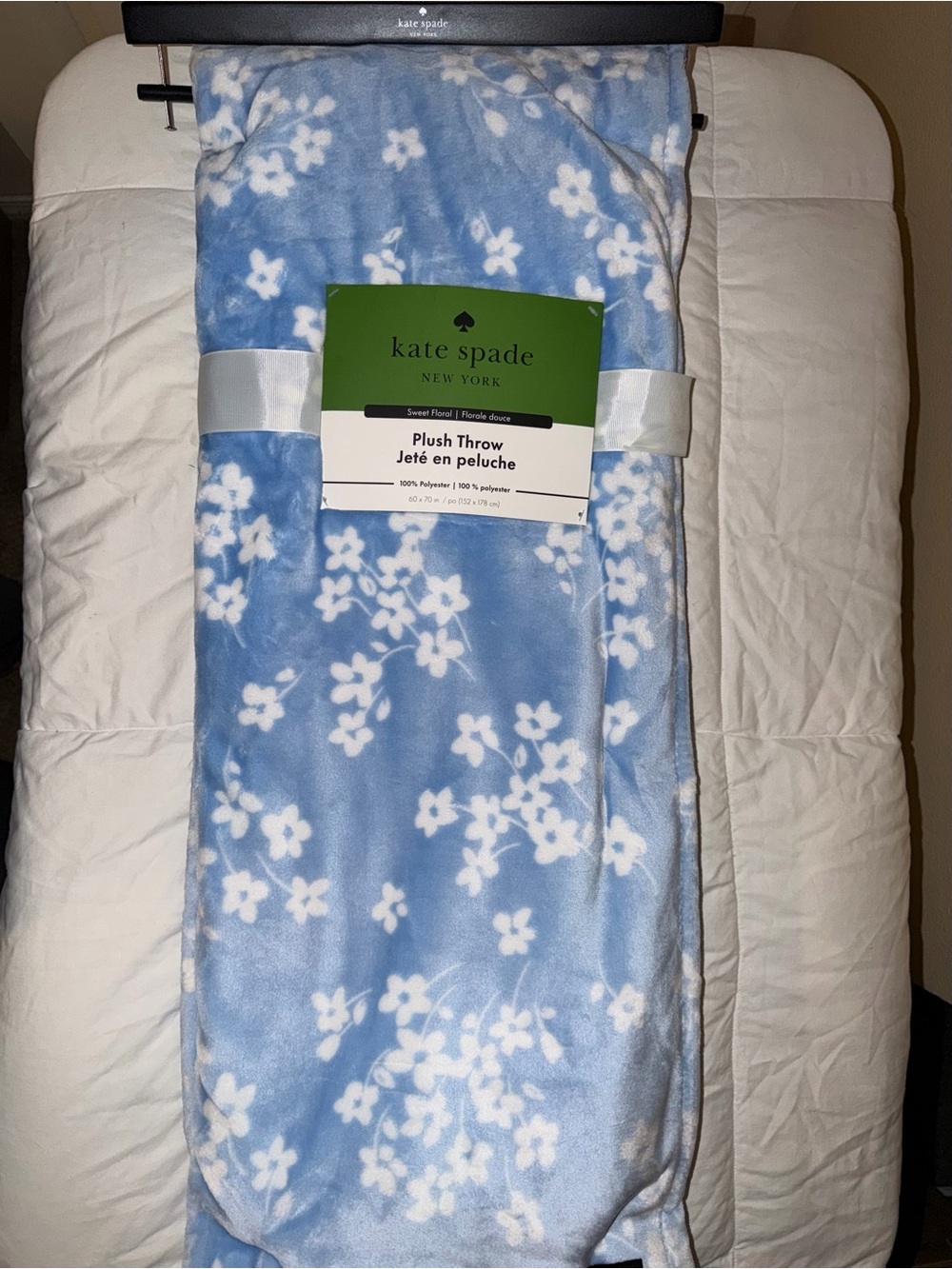 kate spade Blue Floral Plush Throw Blanket